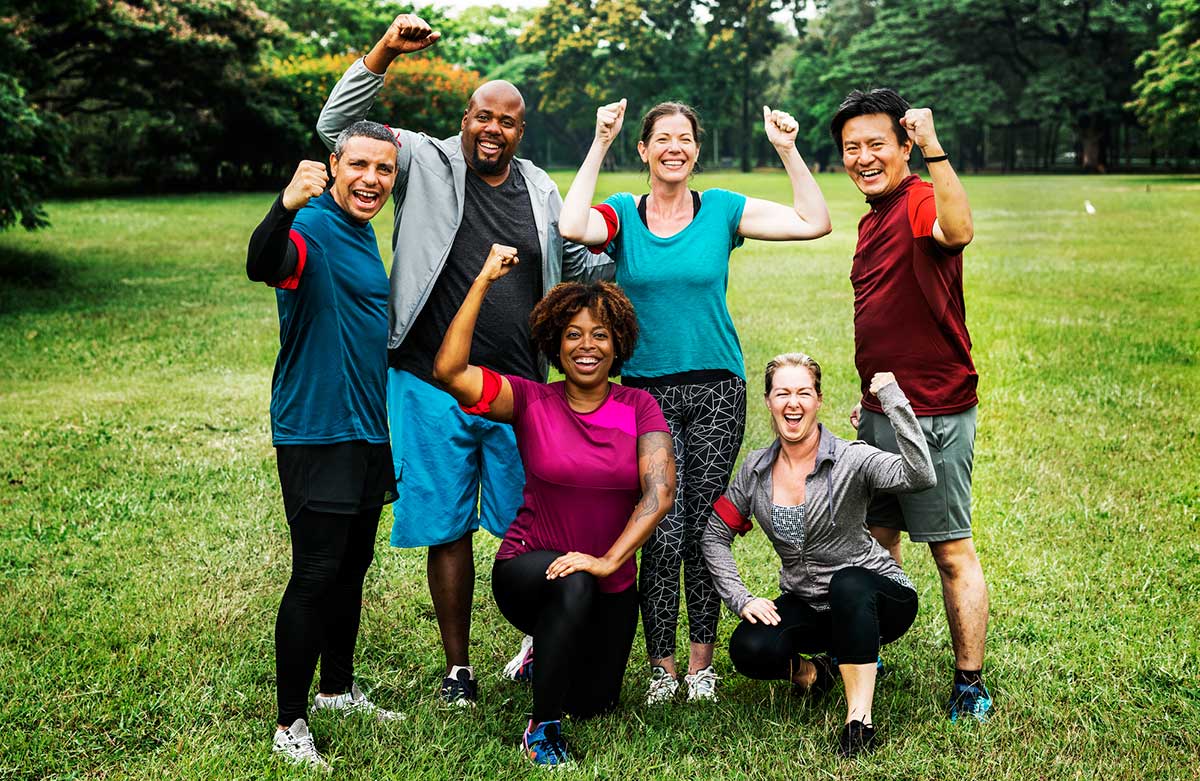 Group of people preparing to exercise