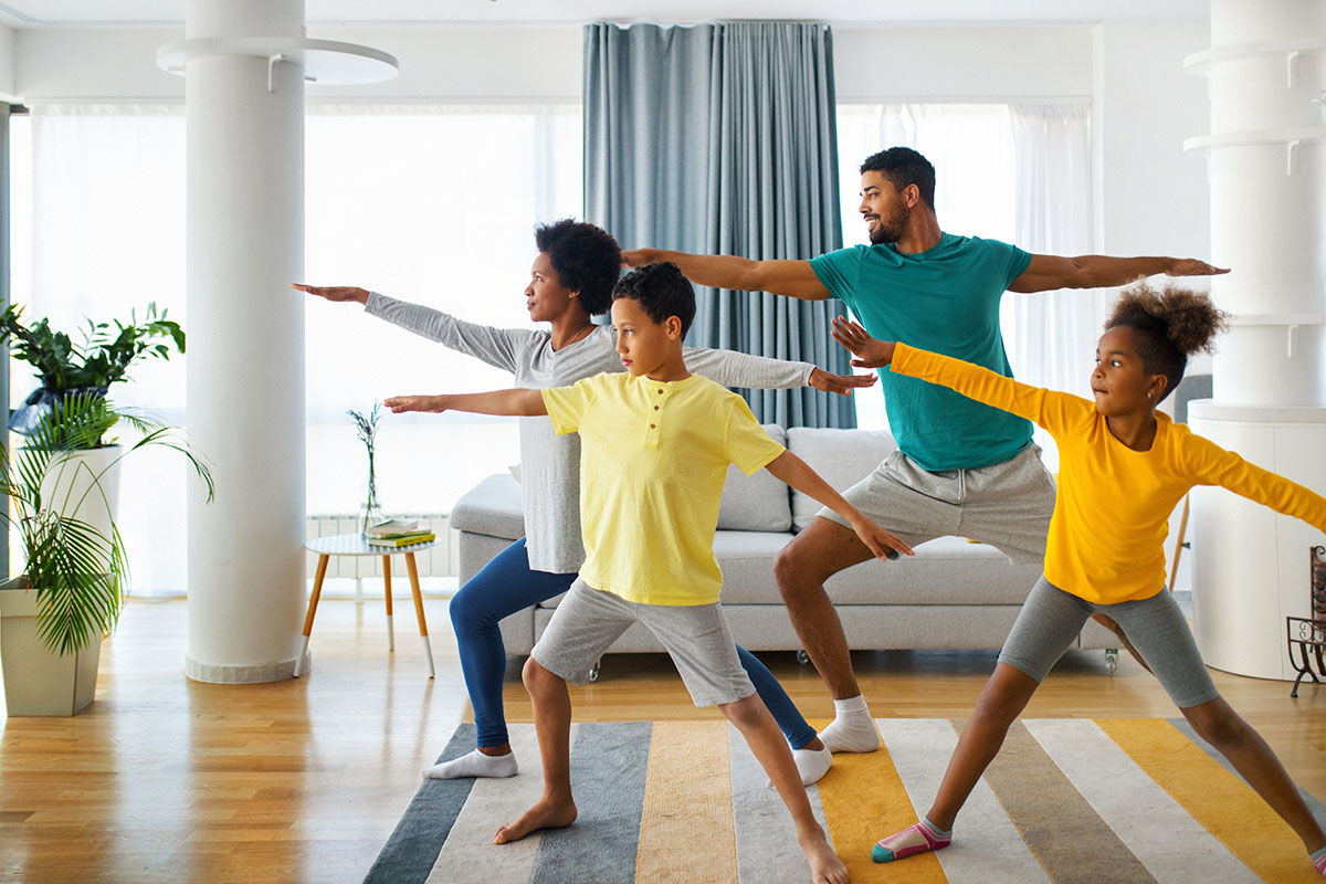 Family doing yoga