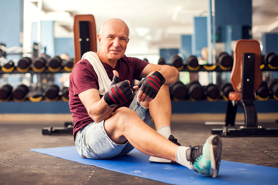 Older man working out