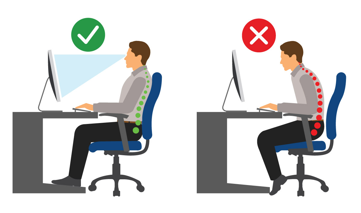 proper posture while working at a desk